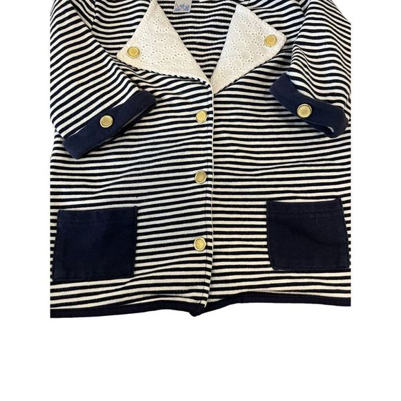 Lydia Jane Button Down Spring Blue And White Striped Sweater, 3T - Picture 3 of 6